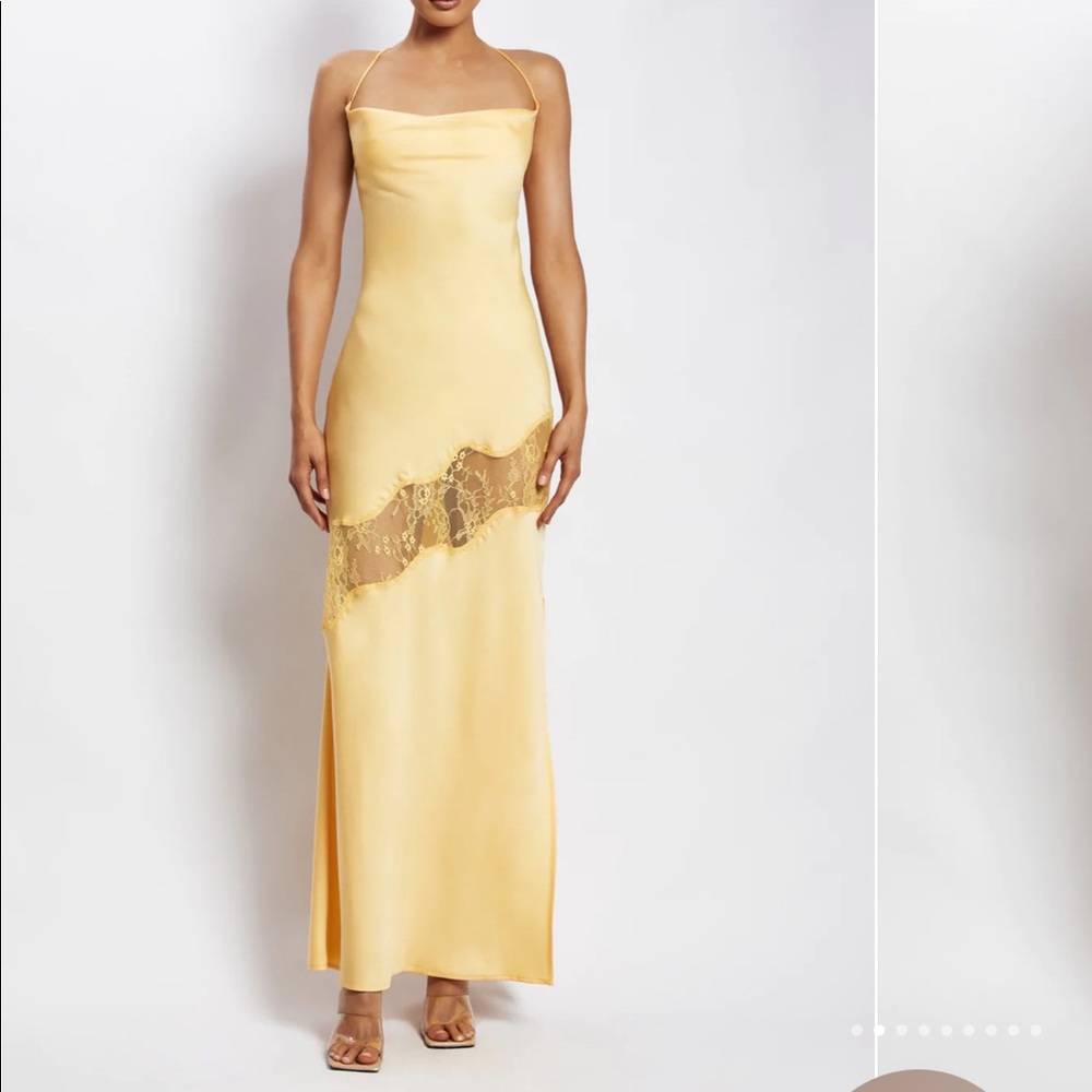 Meshki Yellow dress with lace cut-out